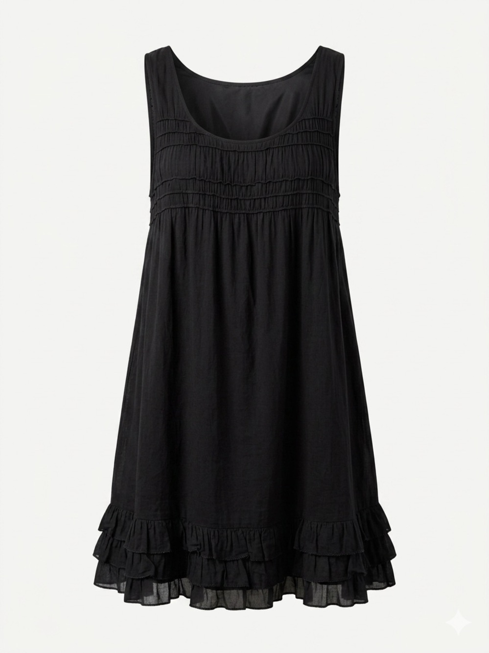 Anthropologie Maeve Black Babydoll Maiden Dress Scoop Neck Chiffon Ruffle Lace M